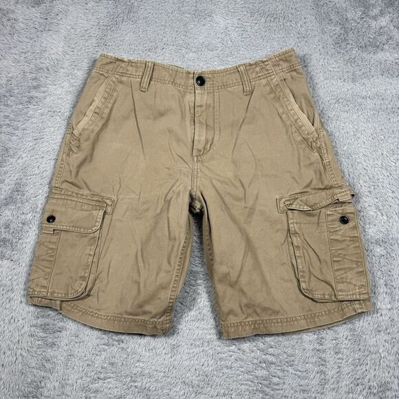 VTG Quicksilver Cargo Shorts Skate Mens 32 Brown Button Pockets Embroidered Logo - Picture 1 of 7